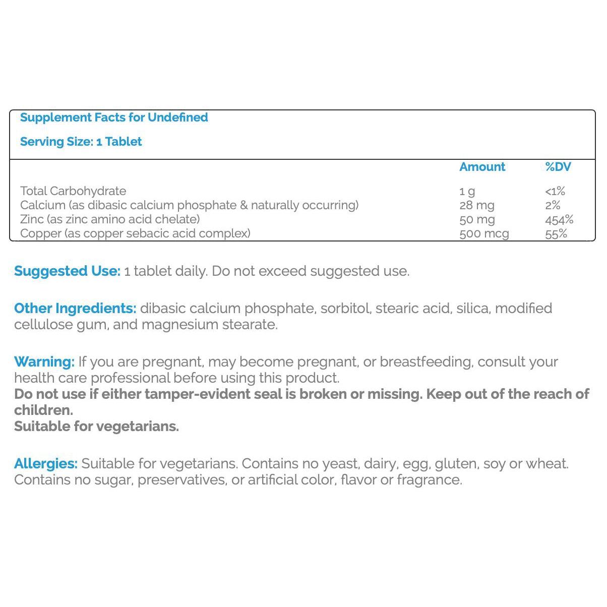 Source Naturals Zinc Amino Acid Chelate 50 mg-250 tablets-N101 Nutrition