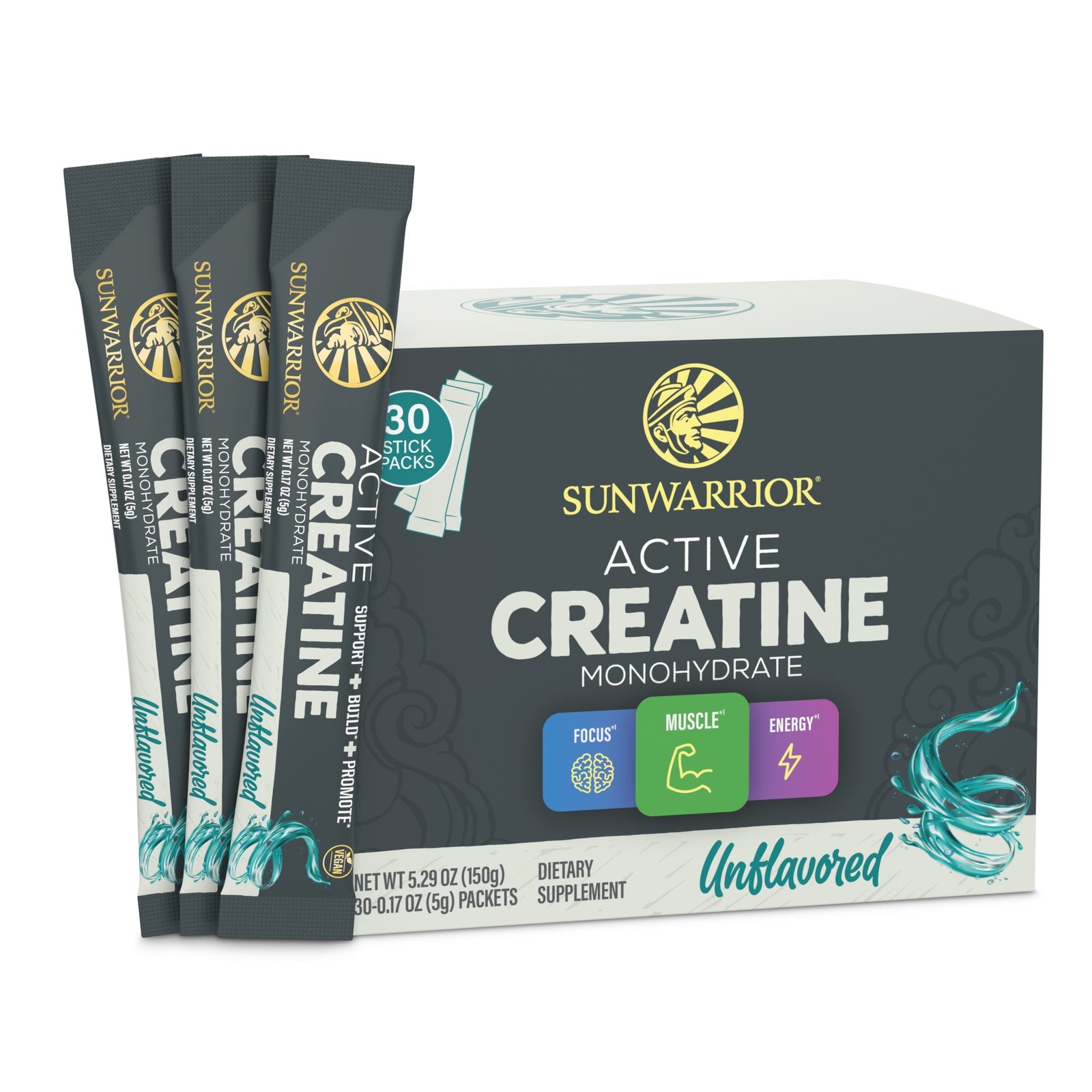 Sunwarrior Active Creatine Sticks-30 packets-Unflavored-N101 Nutrition