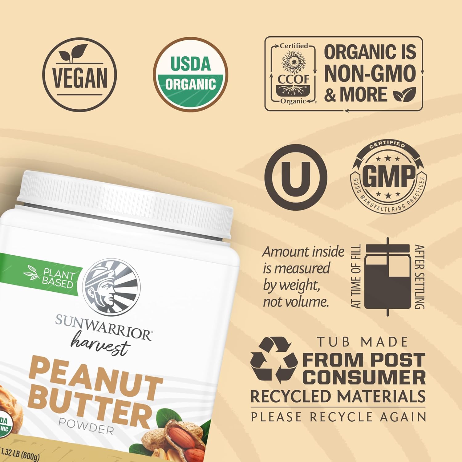 Sunwarrior Organic Peanut Butter Powder-N101 Nutrition