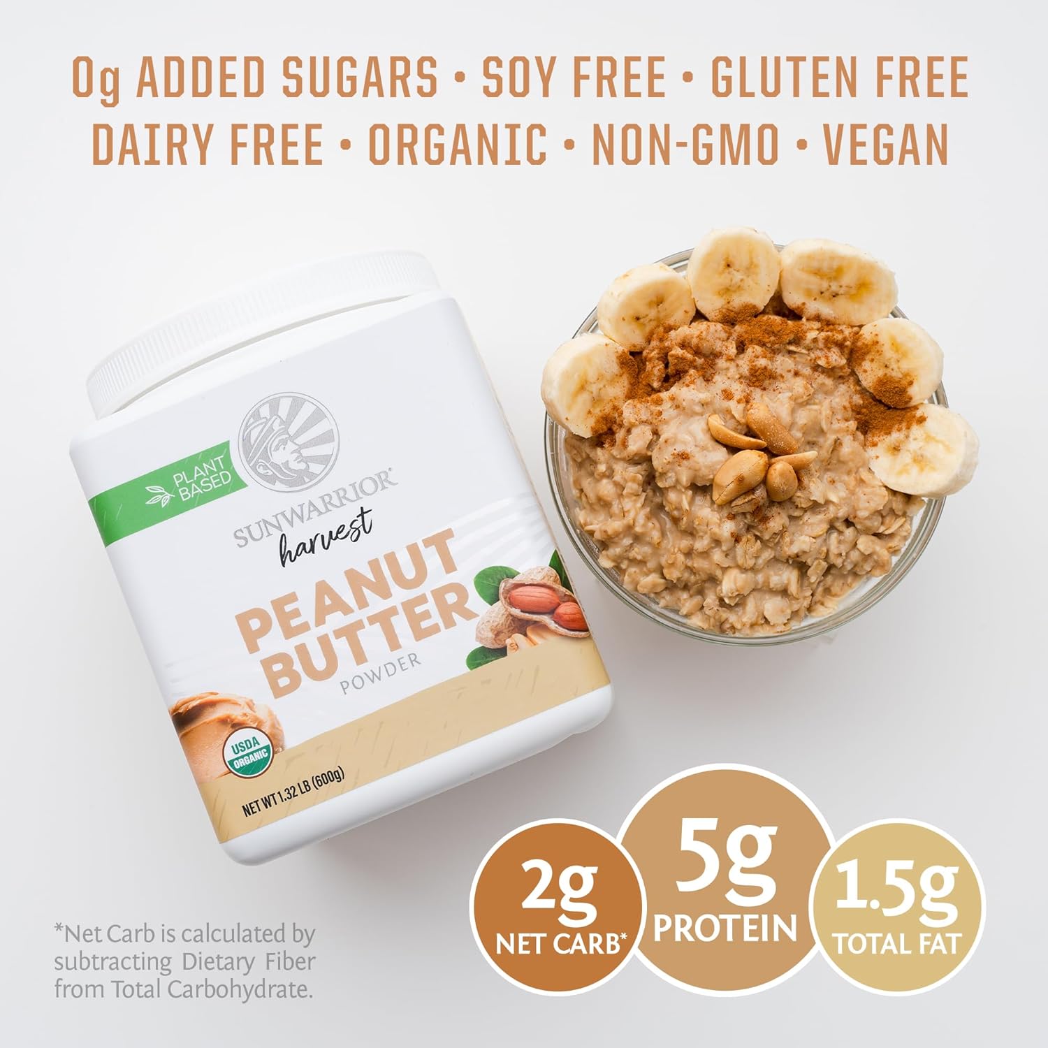 Sunwarrior Organic Peanut Butter Powder-N101 Nutrition