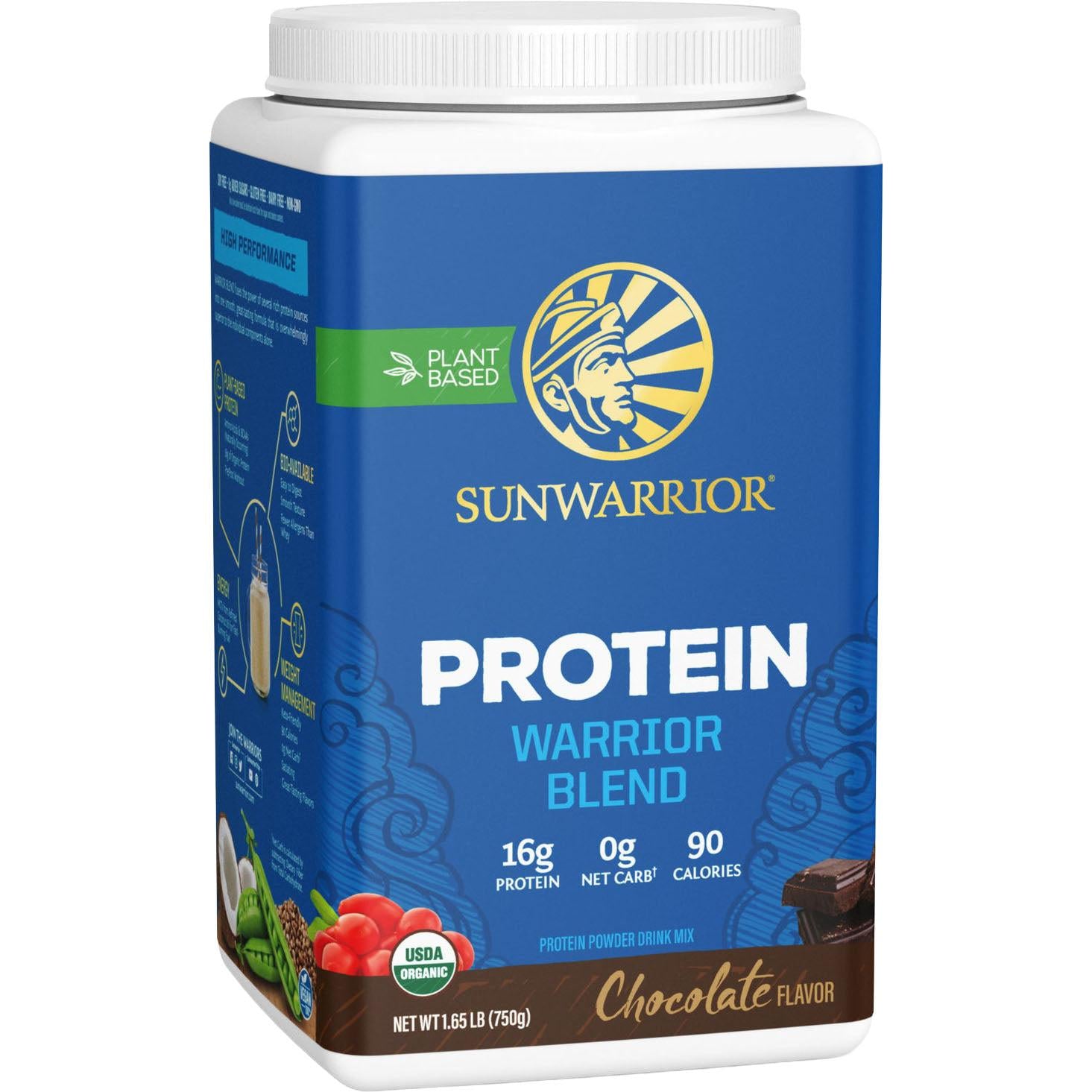 Sunwarrior Warrior Blend Organic Protein-30 servings (750 g)-Chocolate-N101 Nutrition