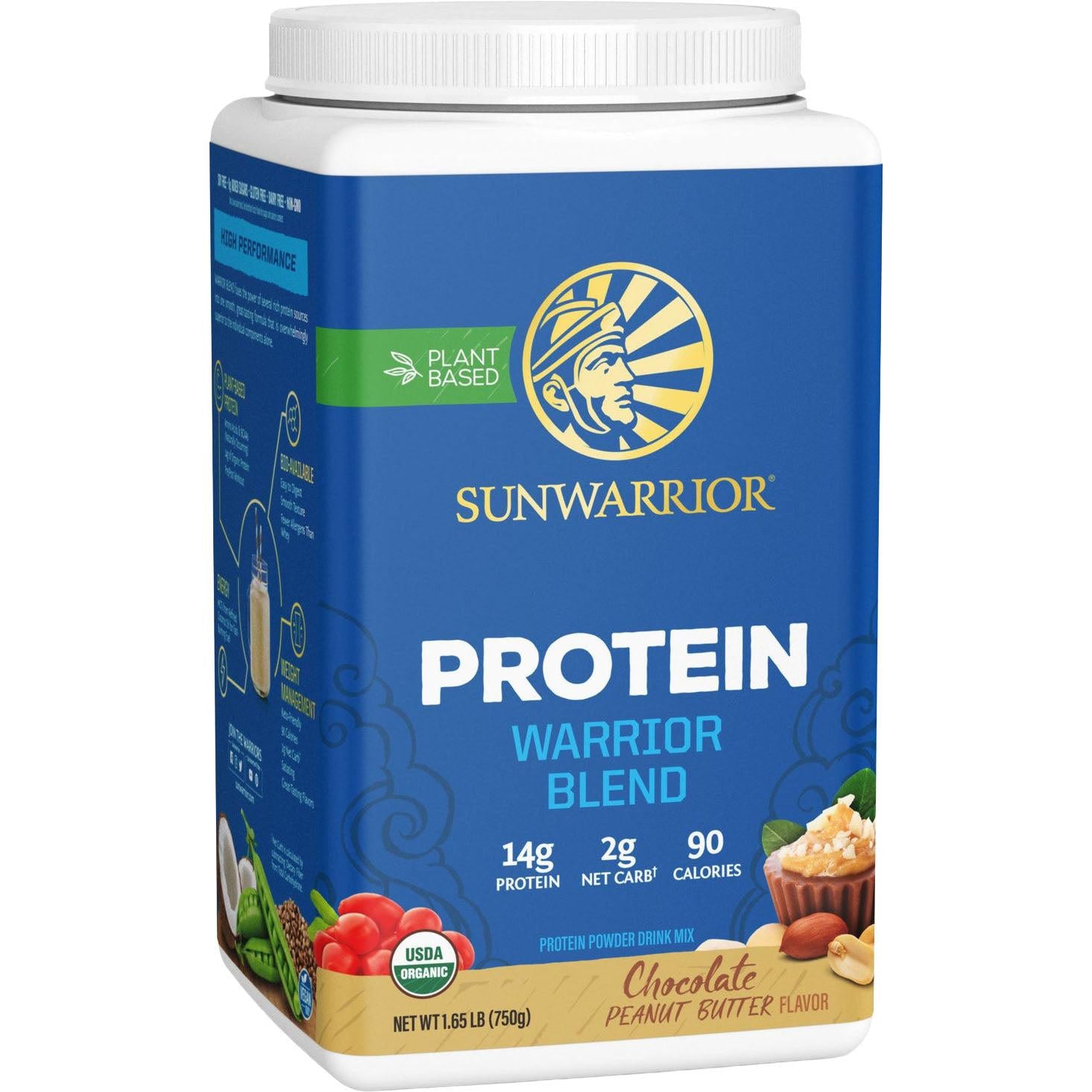 Sunwarrior Warrior Blend Organic Protein-30 servings (750 g)-Chocolate Peanut Butter-N101 Nutrition