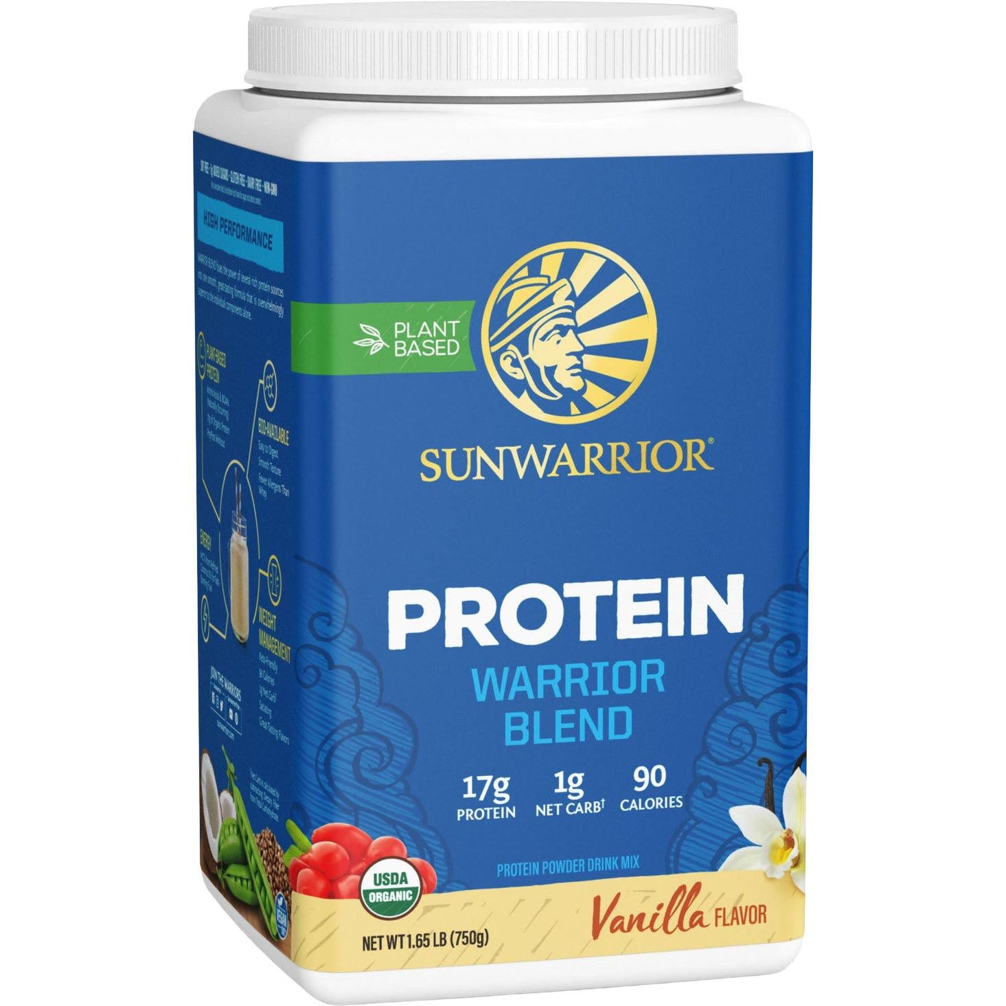 Sunwarrior Warrior Blend Organic Protein-30 servings (750 g)-Vanilla-N101 Nutrition