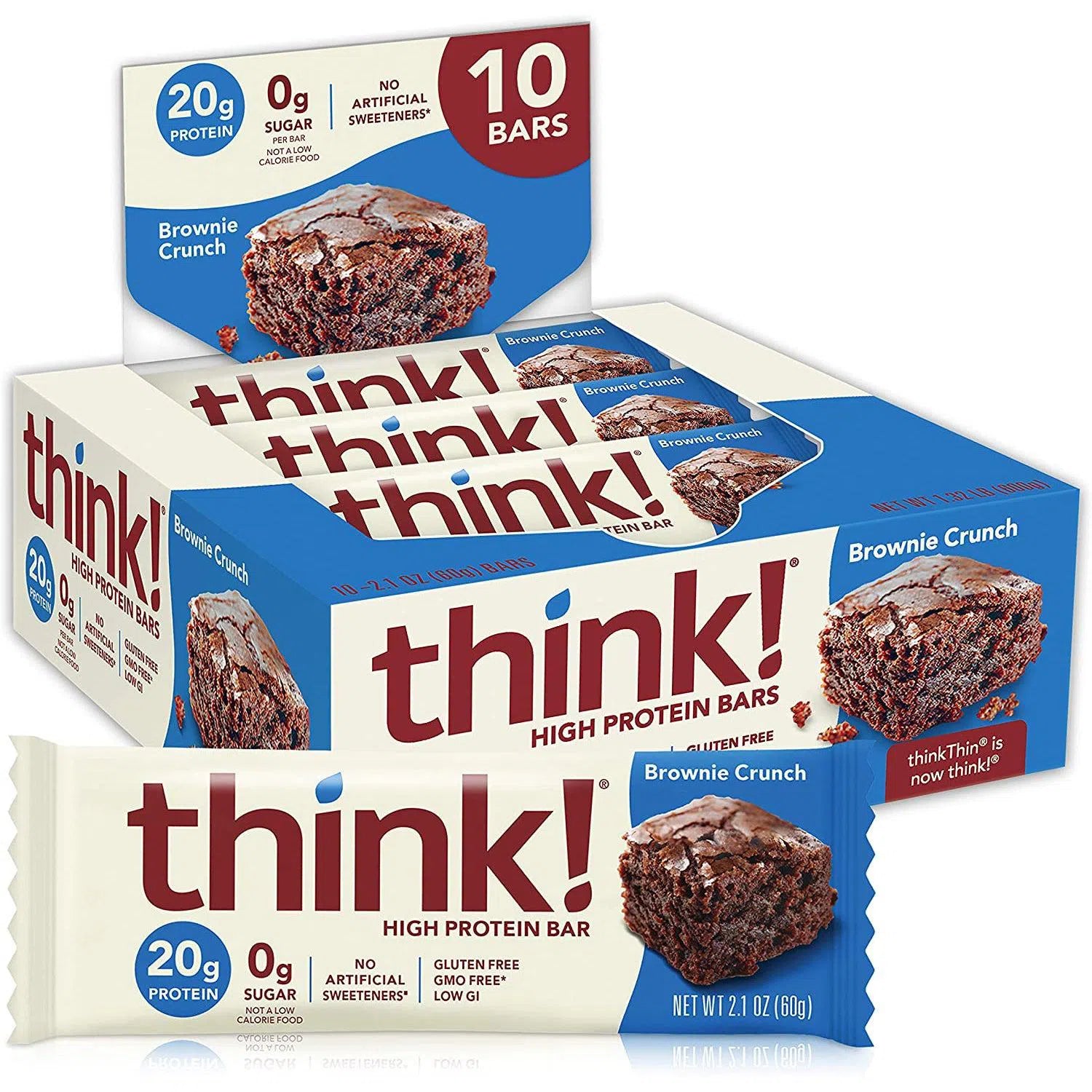 think! High Protein Bars-Box (10 bars)-Brownie Crunch-N101 Nutrition