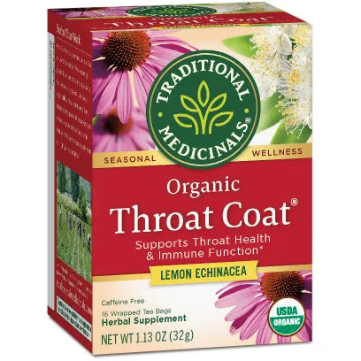 Traditional Medicinals Organic Throat Coat® Lemon Echinacea-16 bags-N101 Nutrition