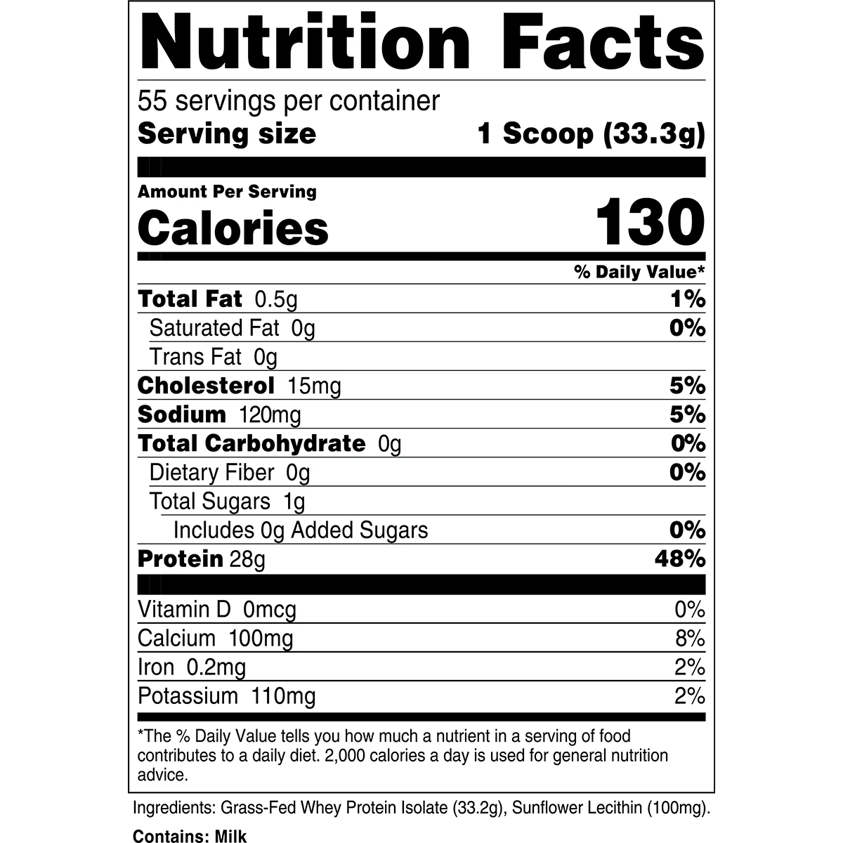 Transparent Labs 100% Grass-Fed Whey Protein Isolate-N101 Nutrition