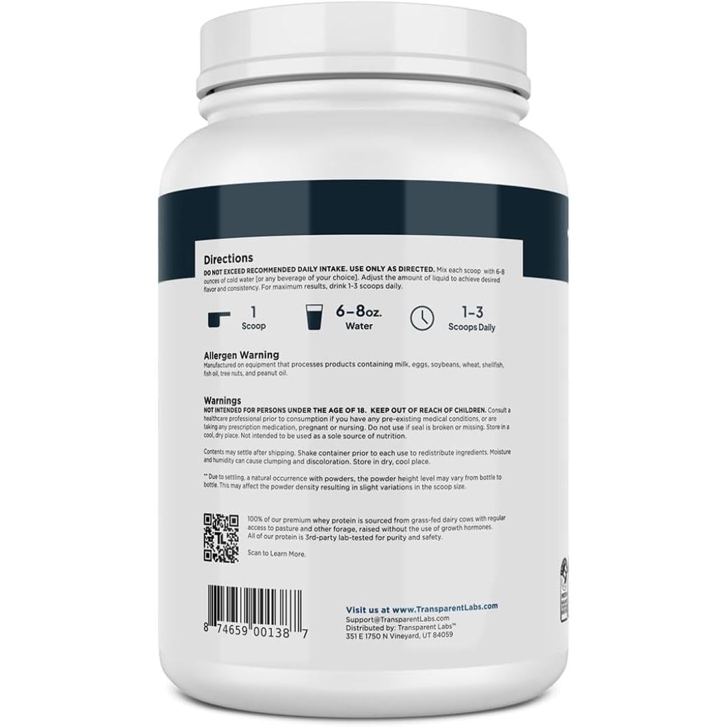 Transparent Labs 100% Grass-Fed Whey Protein Isolate-N101 Nutrition