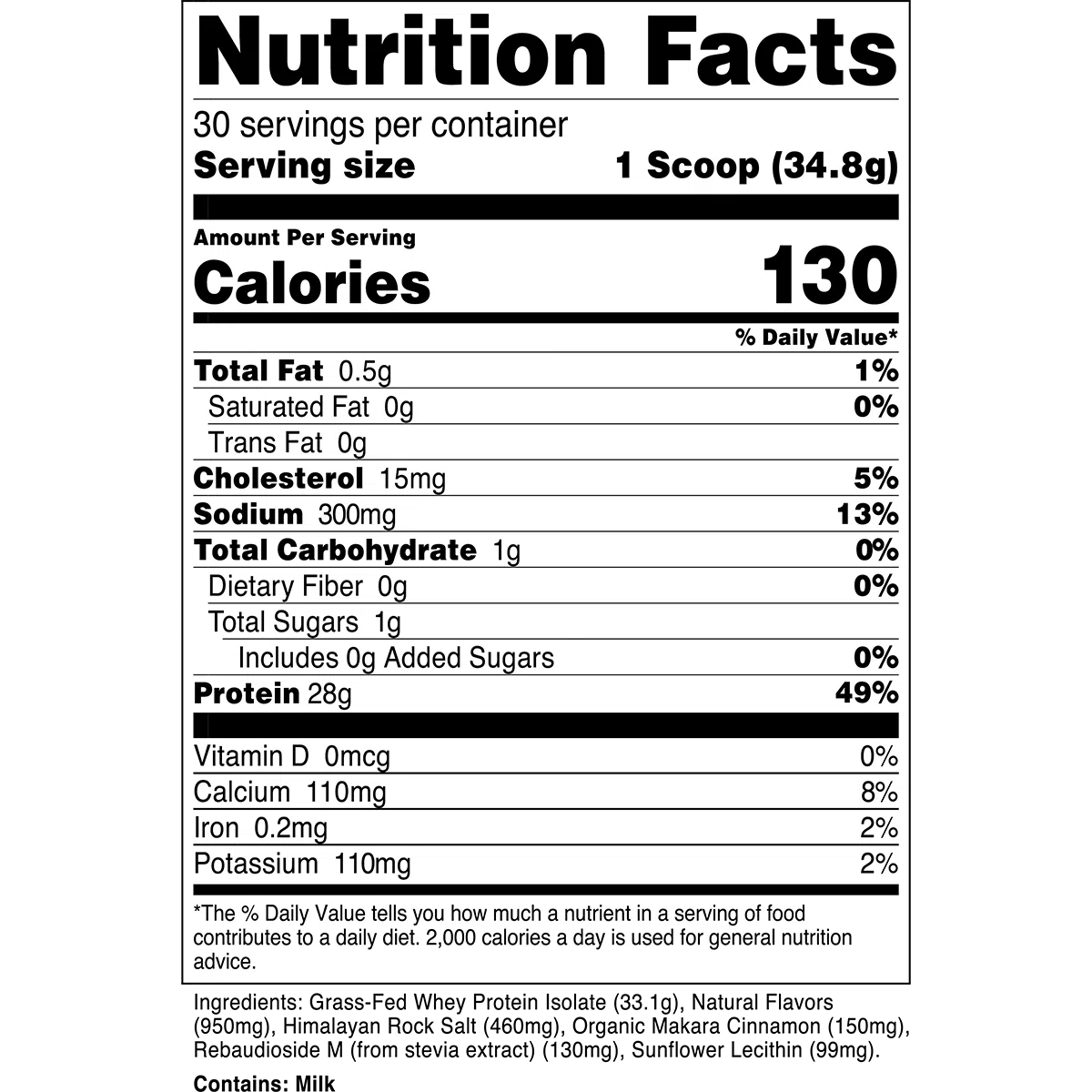 Transparent Labs 100% Grass-Fed Whey Protein Isolate-N101 Nutrition