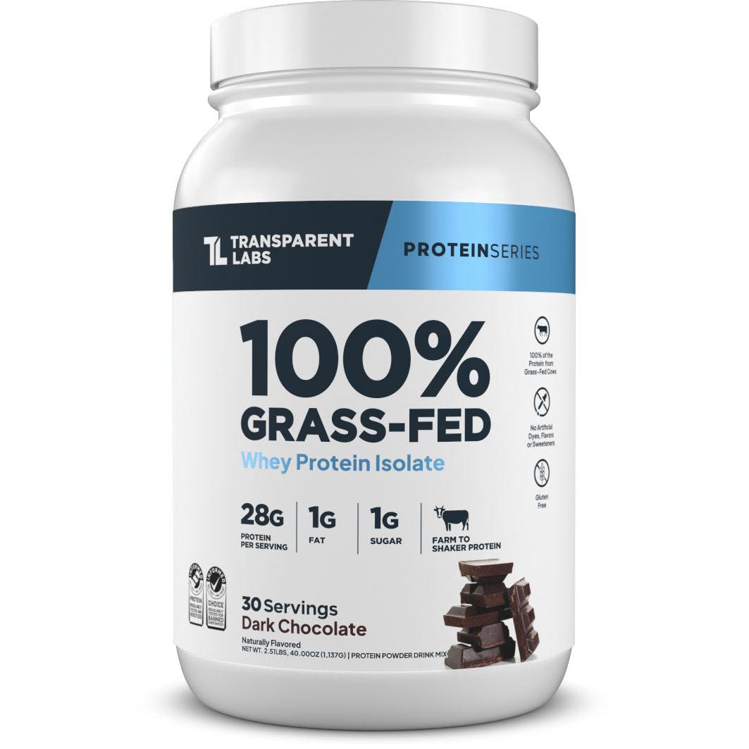 Transparent Labs 100% Grass-Fed Whey Protein Isolate-30 servings-Dark Chocolate-N101 Nutrition
