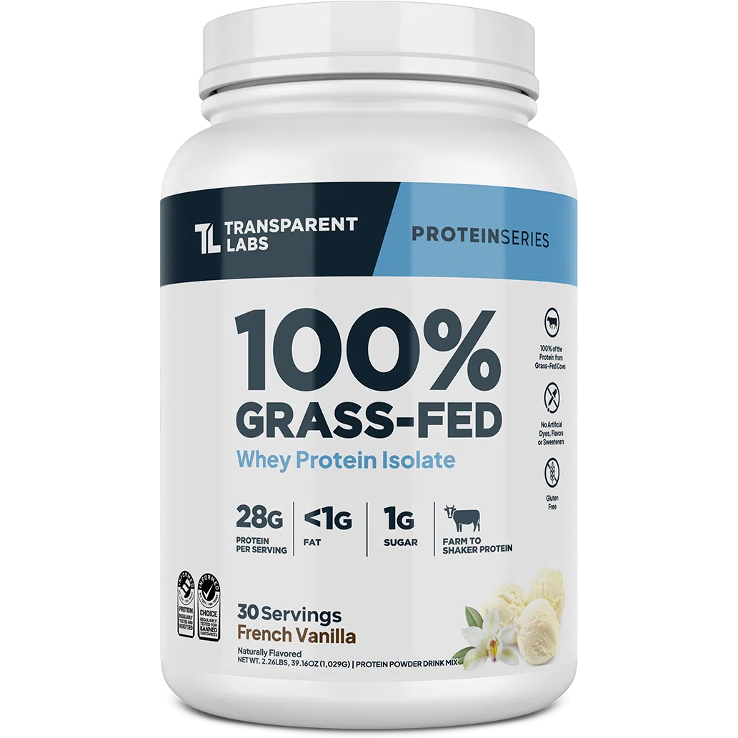 Transparent Labs 100% Grass-Fed Whey Protein Isolate-30 servings-French Vanilla-N101 Nutrition