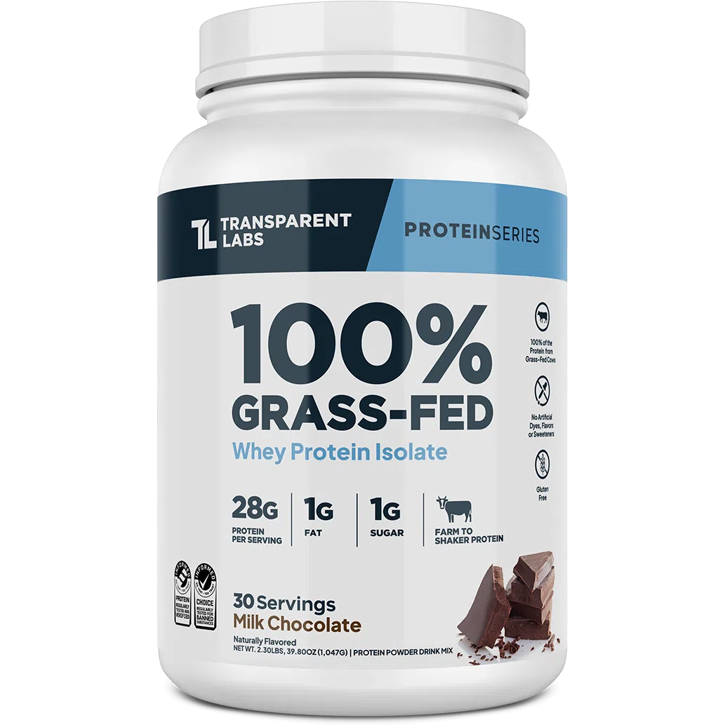 Transparent Labs 100% Grass-Fed Whey Protein Isolate-30 servings-Milk Chocolate-N101 Nutrition