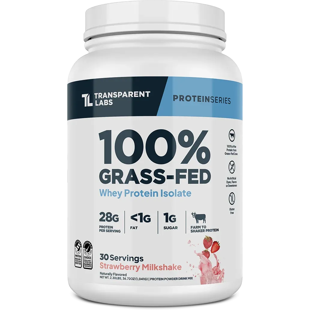 Transparent Labs 100% Grass-Fed Whey Protein Isolate-30 servings-Strawberry Milkshake-N101 Nutrition