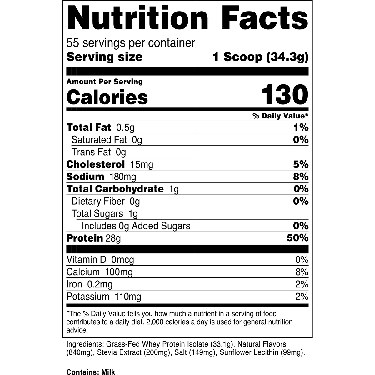 Transparent Labs 100% Grass-Fed Whey Protein Isolate-N101 Nutrition