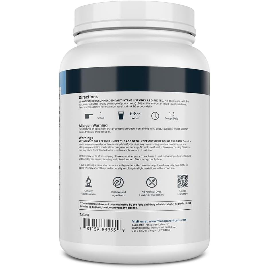 Transparent Labs 100% Grass-Fed Whey Protein Isolate-N101 Nutrition