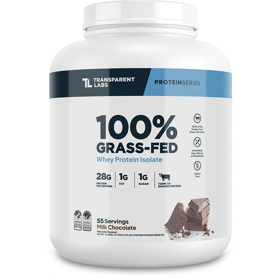 Transparent Labs 100% Grass-Fed Whey Protein Isolate-55 servings-Milk Chocolate-N101 Nutrition
