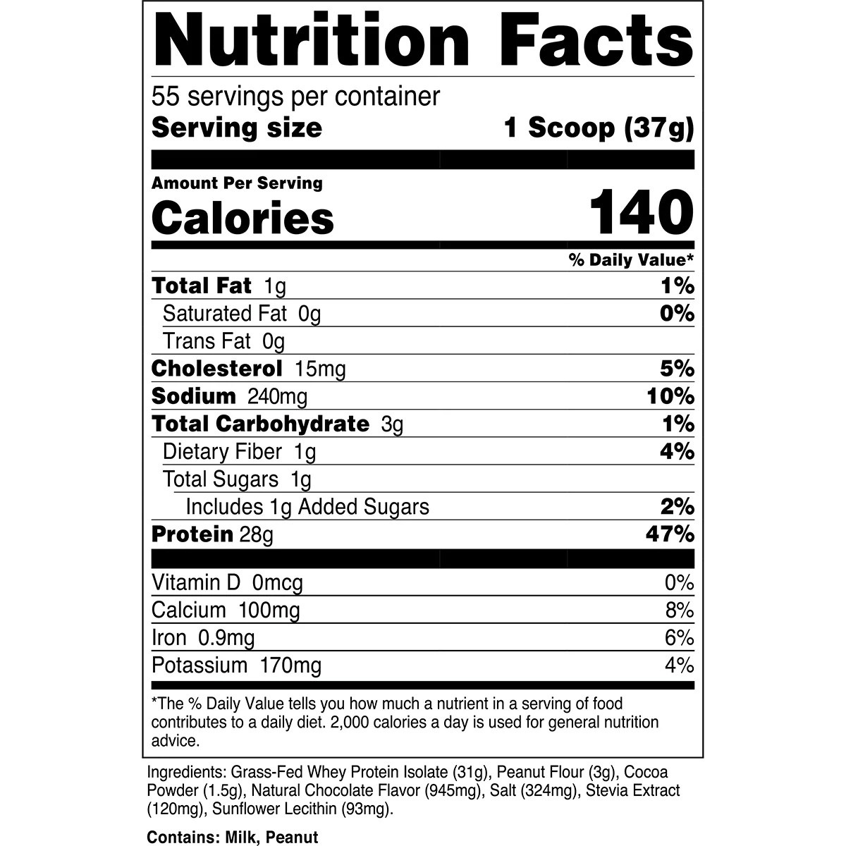 Transparent Labs 100% Grass-Fed Whey Protein Isolate-N101 Nutrition