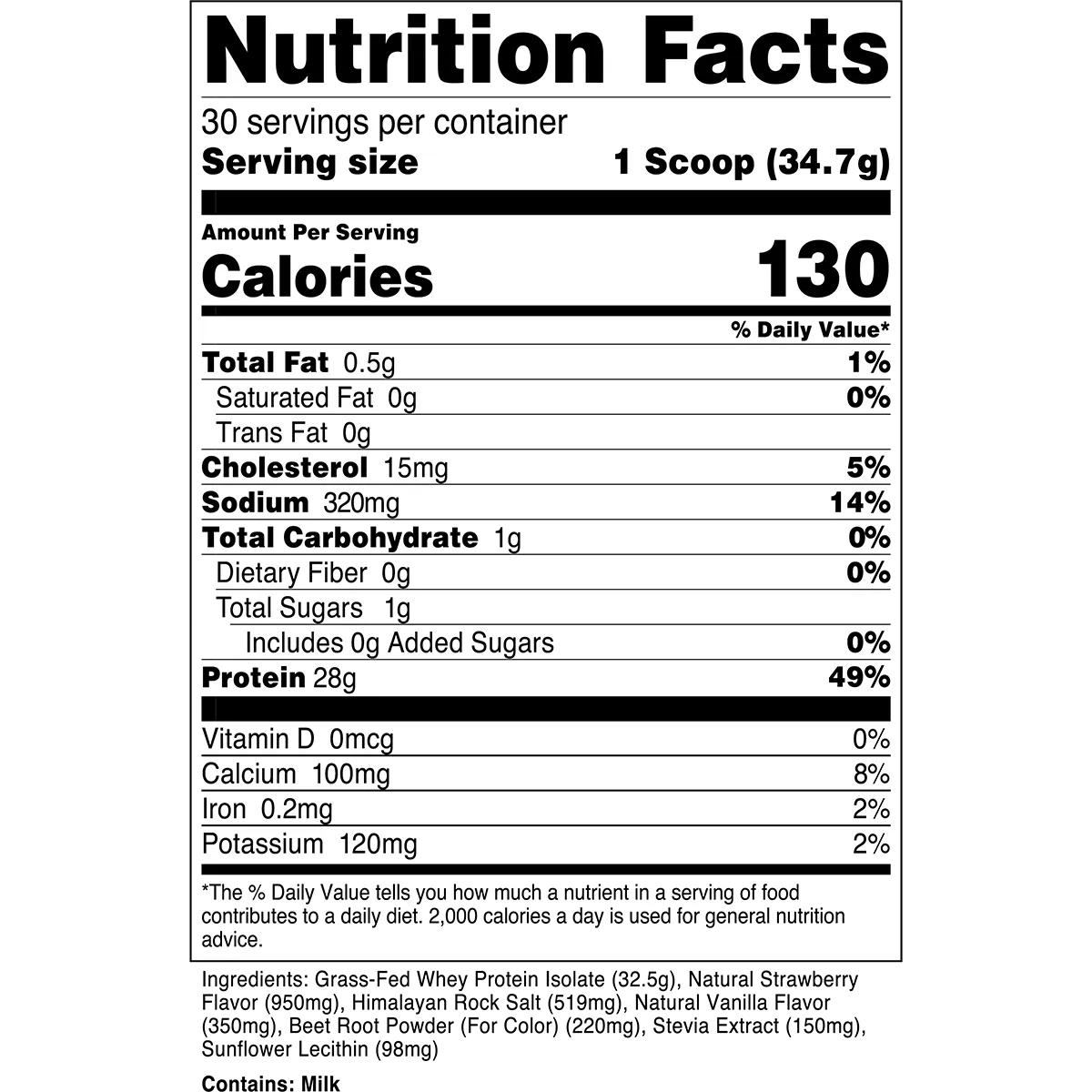 Transparent Labs 100% Grass-Fed Whey Protein Isolate-N101 Nutrition