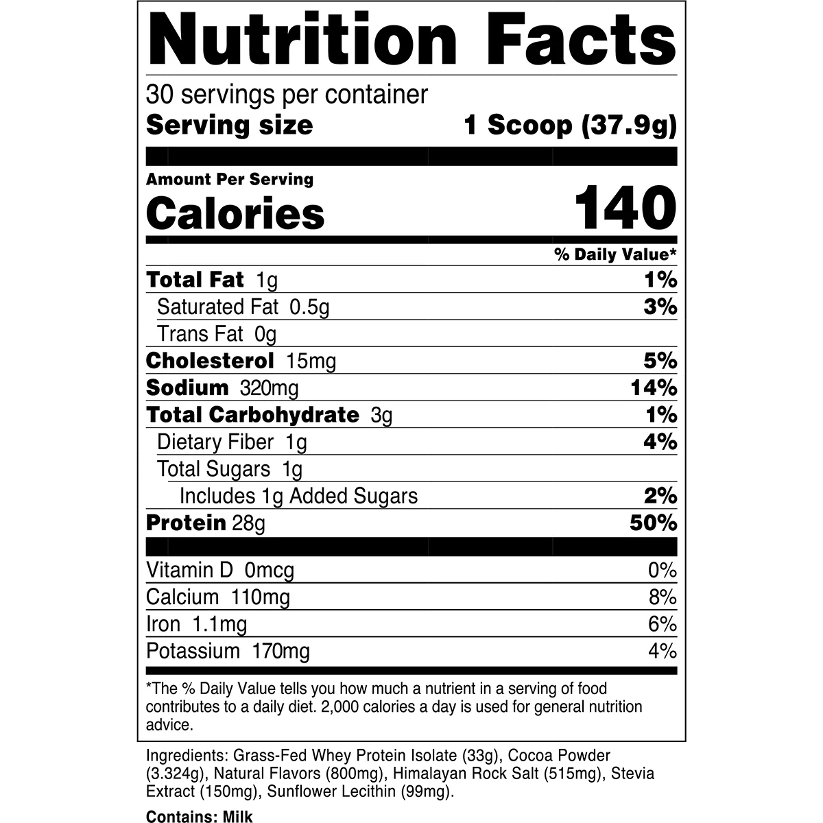 Transparent Labs 100% Grass-Fed Whey Protein Isolate-N101 Nutrition