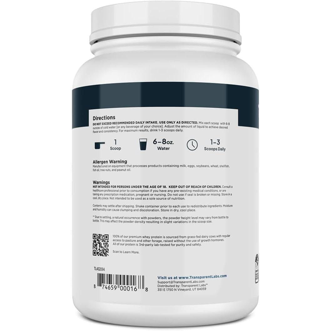 Transparent Labs 100% Grass-Fed Whey Protein Isolate-N101 Nutrition
