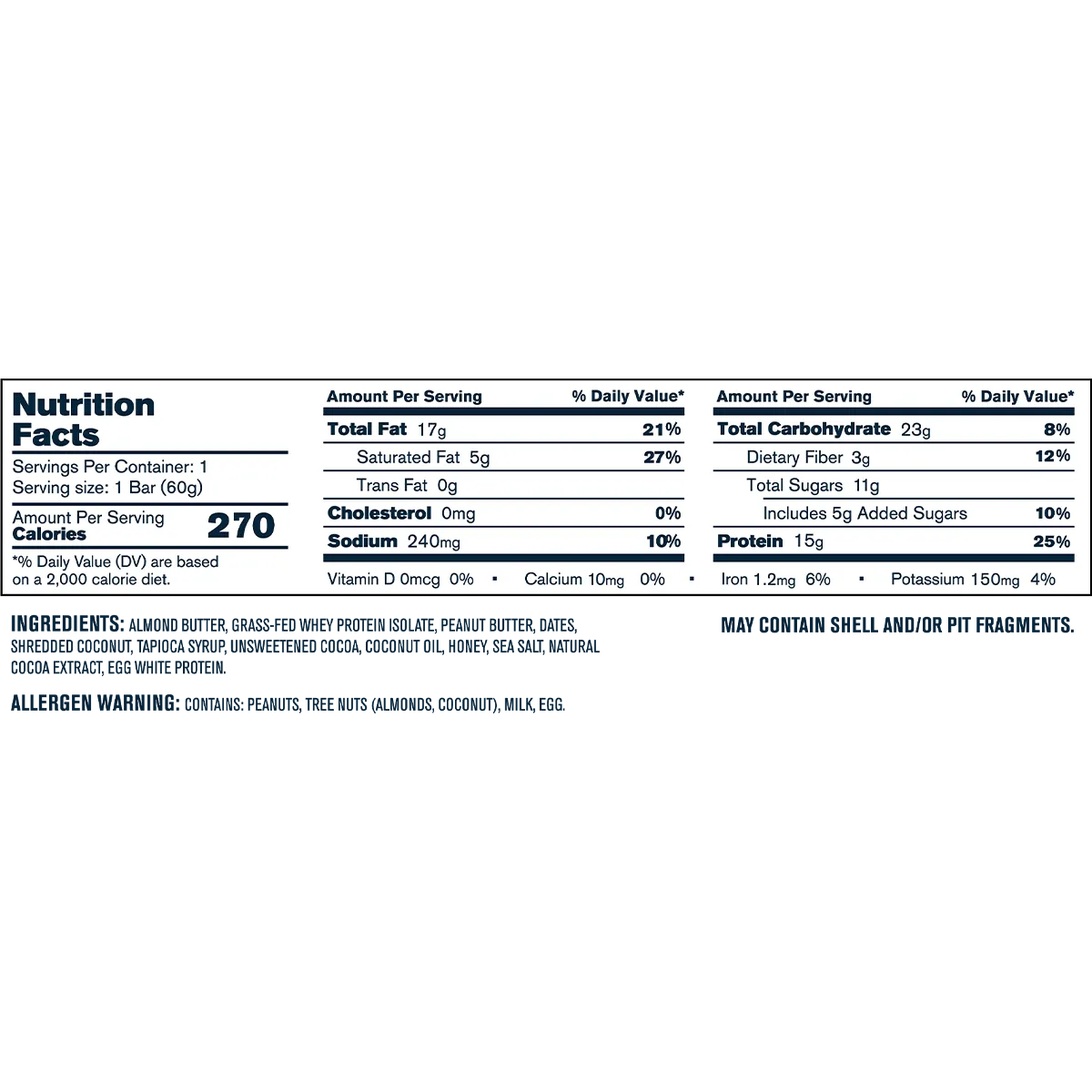 Transparent Labs Grass-Fed Protein+ Bars-N101 Nutrition