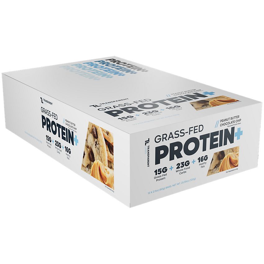 Transparent Labs Grass-Fed Protein+ Bars-Box (12 bars)-Peanut Butter Chocolate Chip-N101 Nutrition