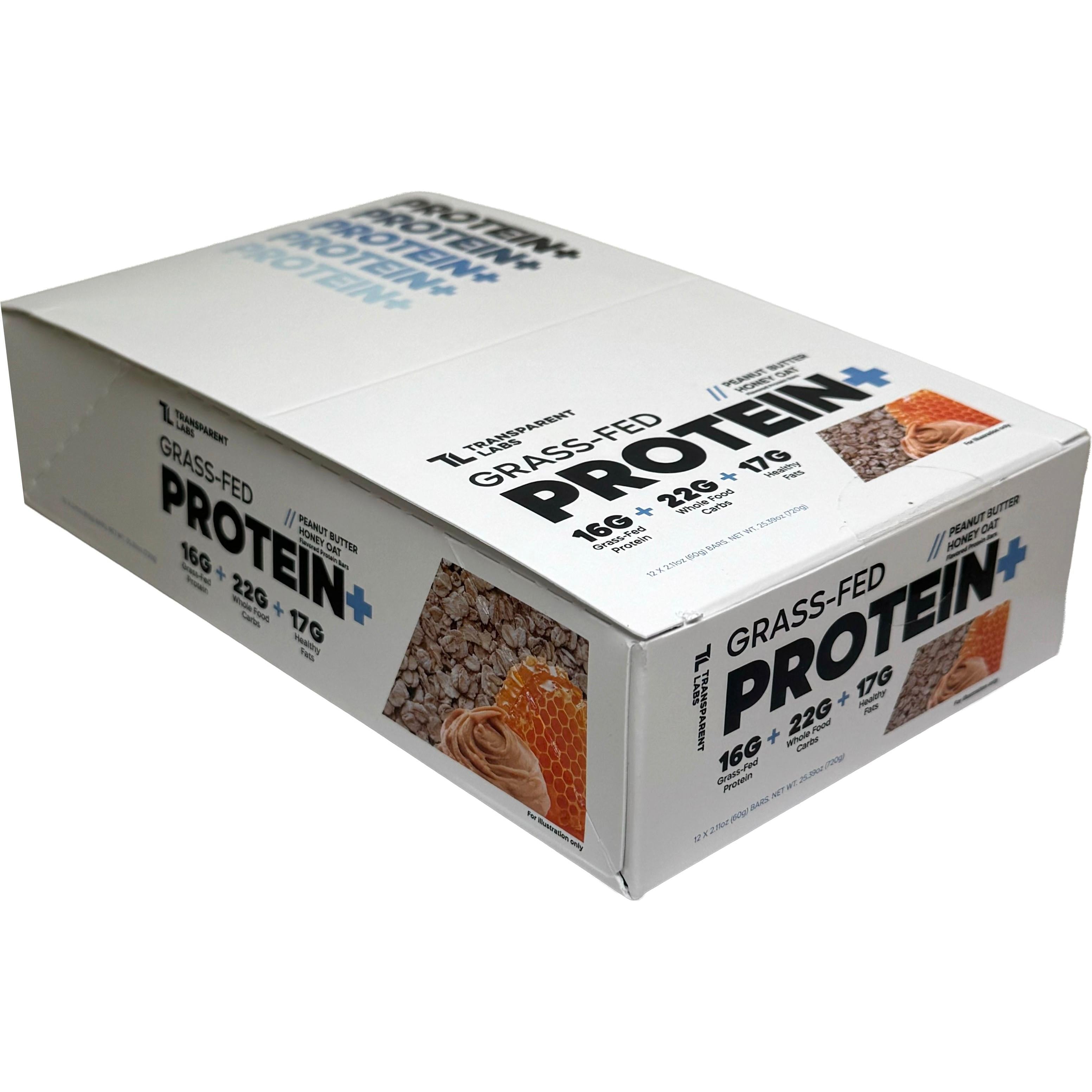 Transparent Labs Grass-Fed Protein+ Bars-Box (12 bars)-Peanut Butter Honey Oat-N101 Nutrition