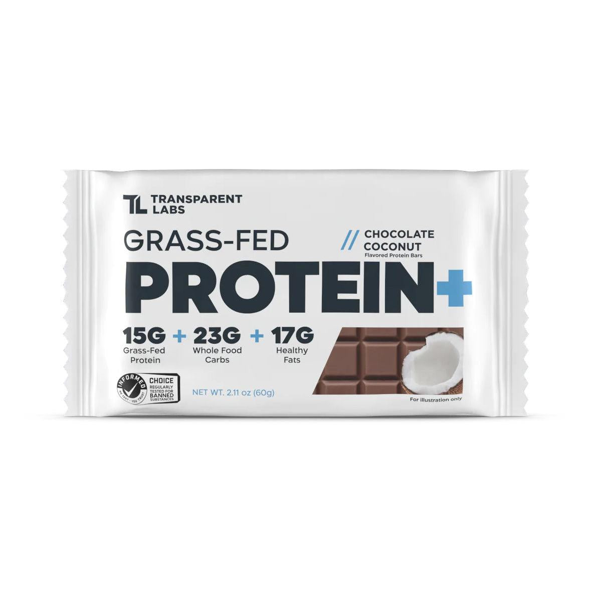 Transparent Labs Grass-Fed Protein+ Bars-Single Bar (60 g)-Chocolate Coconut-N101 Nutrition