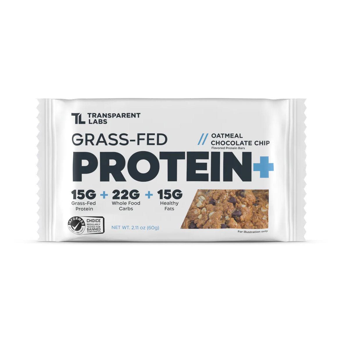 Transparent Labs Grass-Fed Protein+ Bars-Single Bar (60 g)-Oatmeal Chocolate Chip-N101 Nutrition