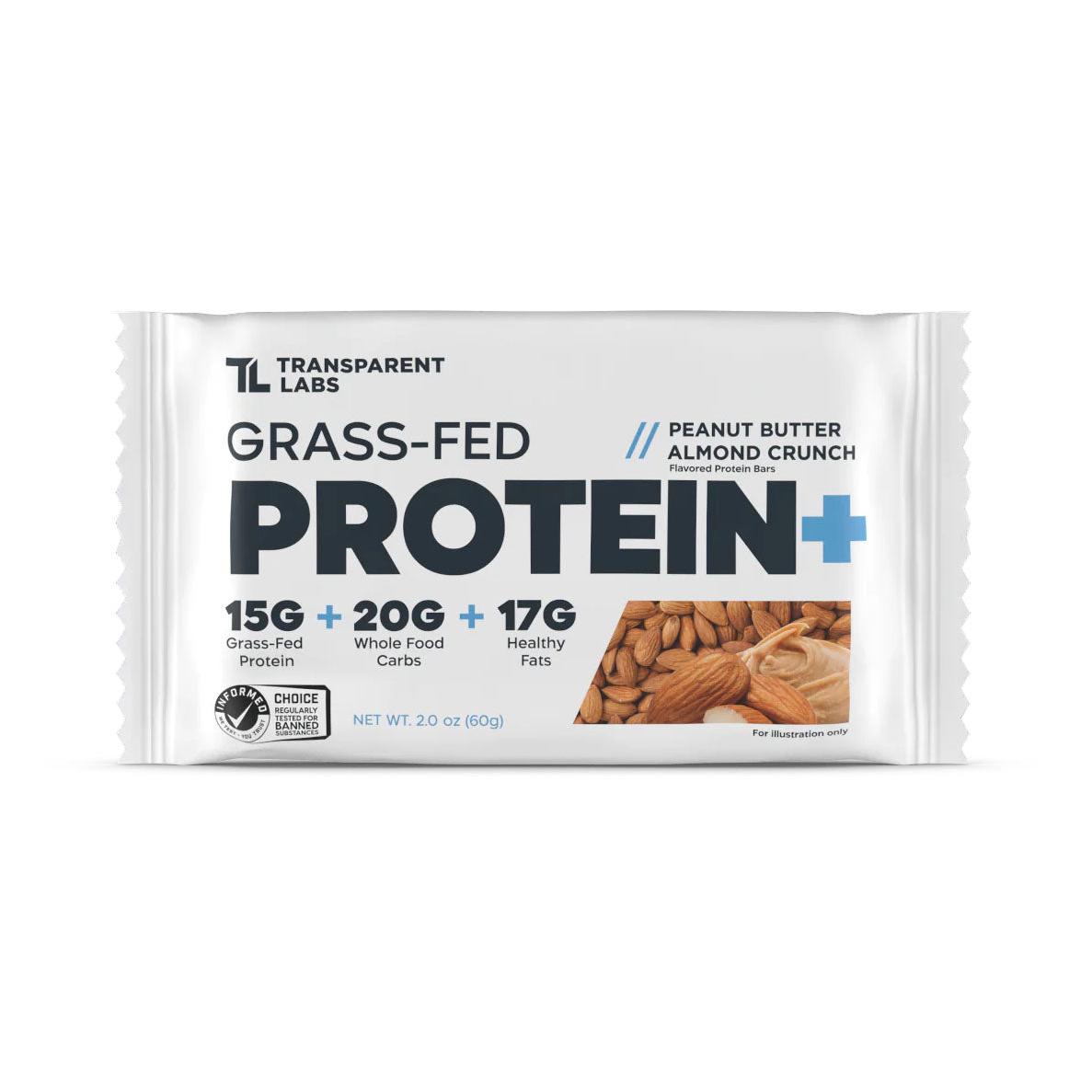 Transparent Labs Grass-Fed Protein+ Bars-Single Bar (60 g)-Peanut Butter Almond Crunch-N101 Nutrition