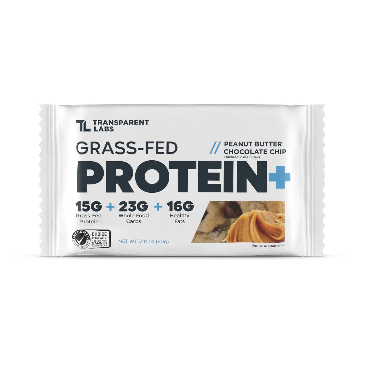 Transparent Labs Grass-Fed Protein+ Bars-Single Bar (60 g)-Peanut Butter Chocolate Chip-N101 Nutrition