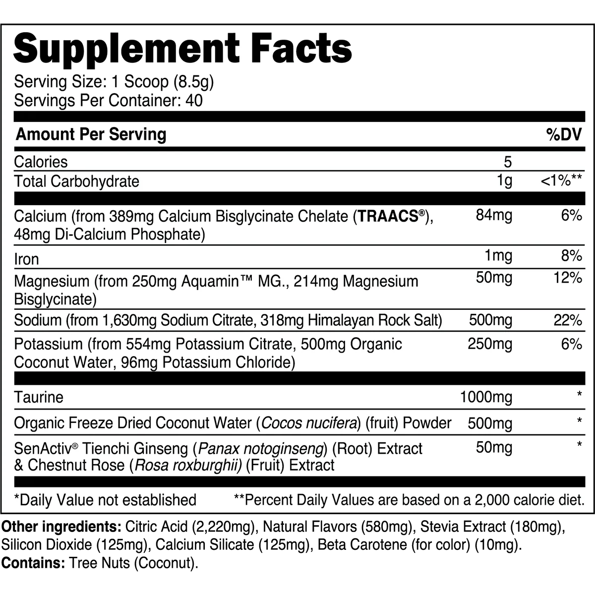 Transparent Labs Hydrate-N101 Nutrition