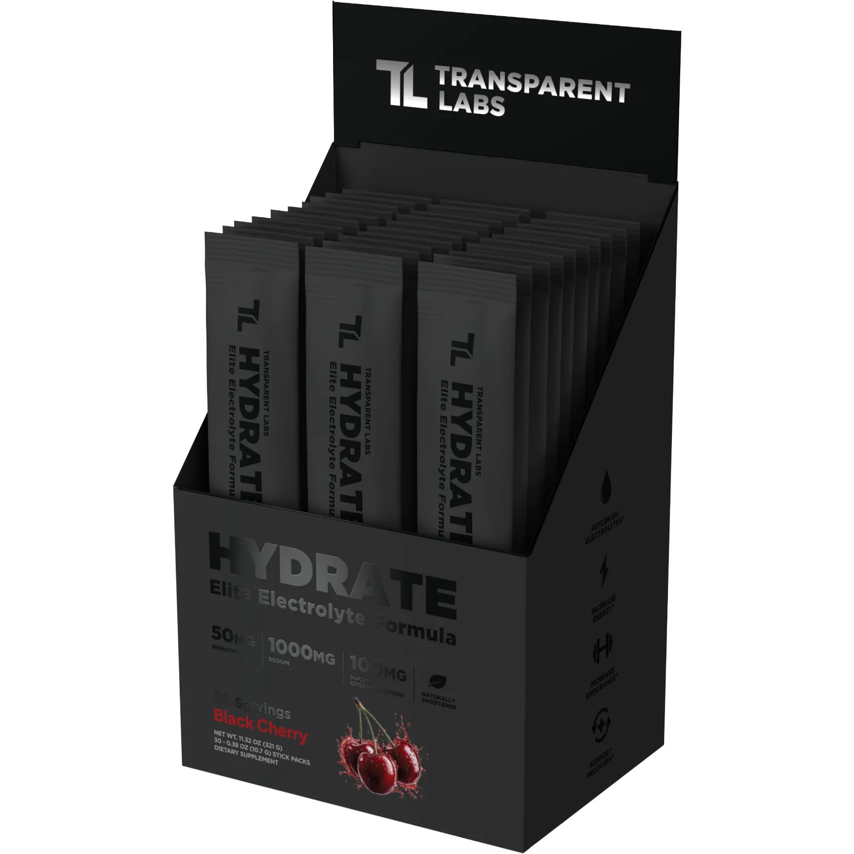 Transparent Labs Hydrate Black-Box (30 packs)-Black Cherry-N101 Nutrition