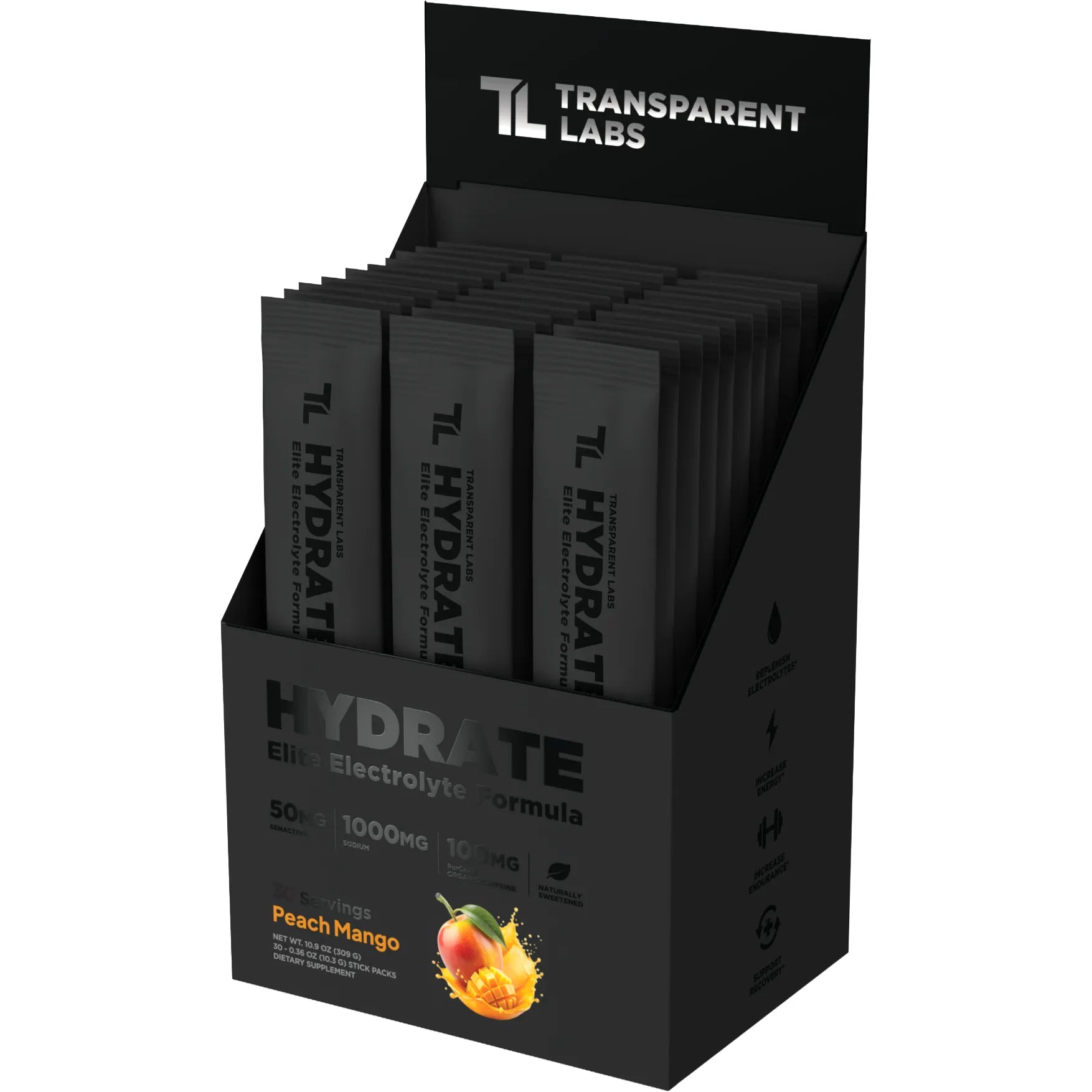 Transparent Labs Hydrate Black-Box (30 packs)-Peach Mango-N101 Nutrition