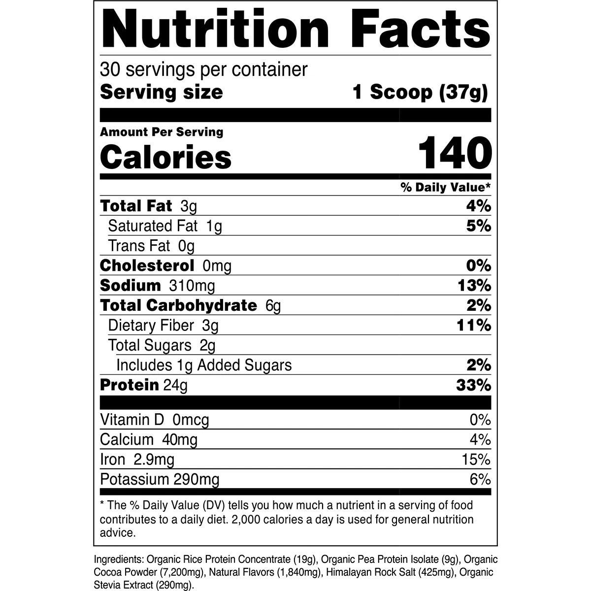Transparent Labs Organic Vegan Protein Isolate-N101 Nutrition