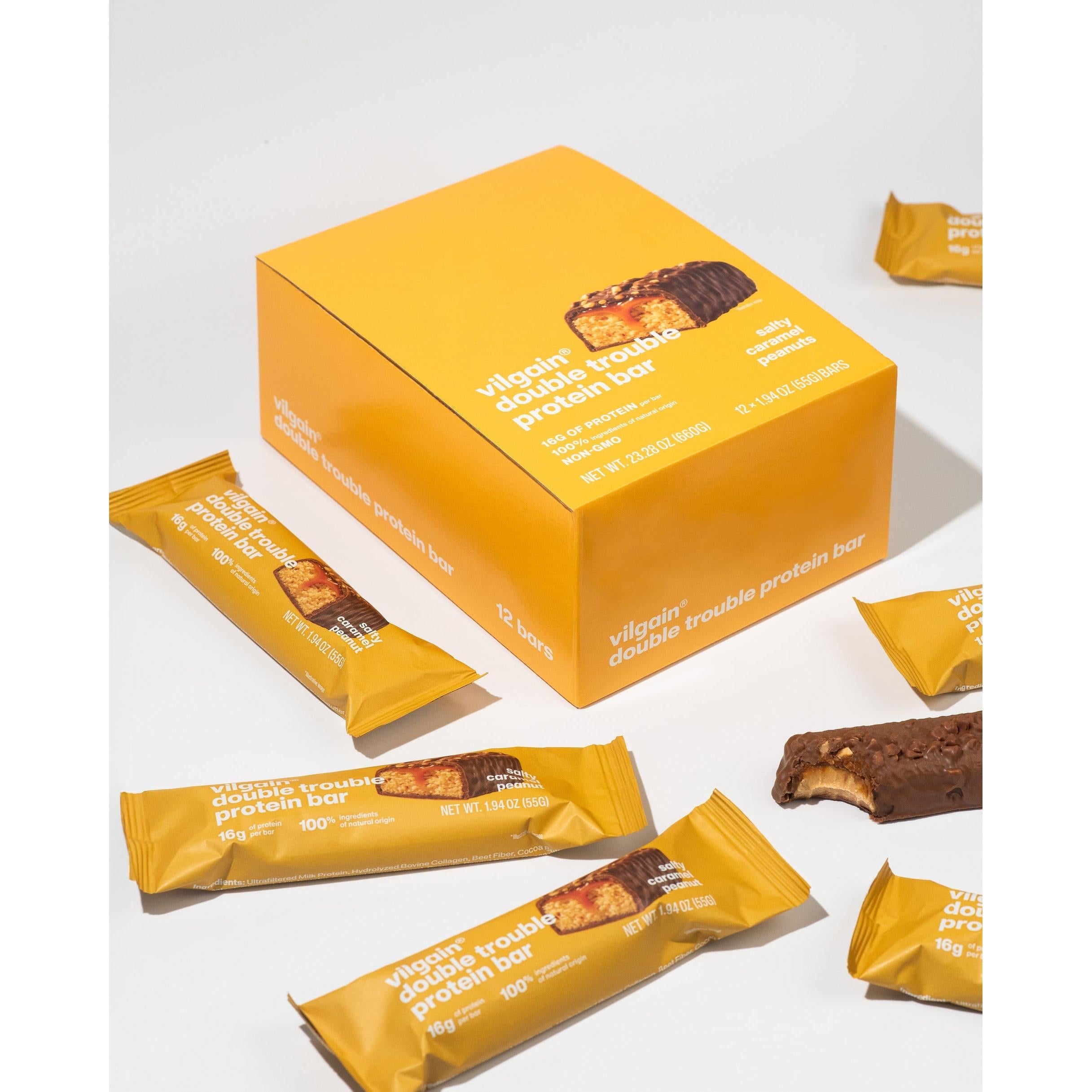 Vilgain Double Trouble Protein Bar-Box (12 bars)-Salty Caramel Peanut-N101 Nutrition