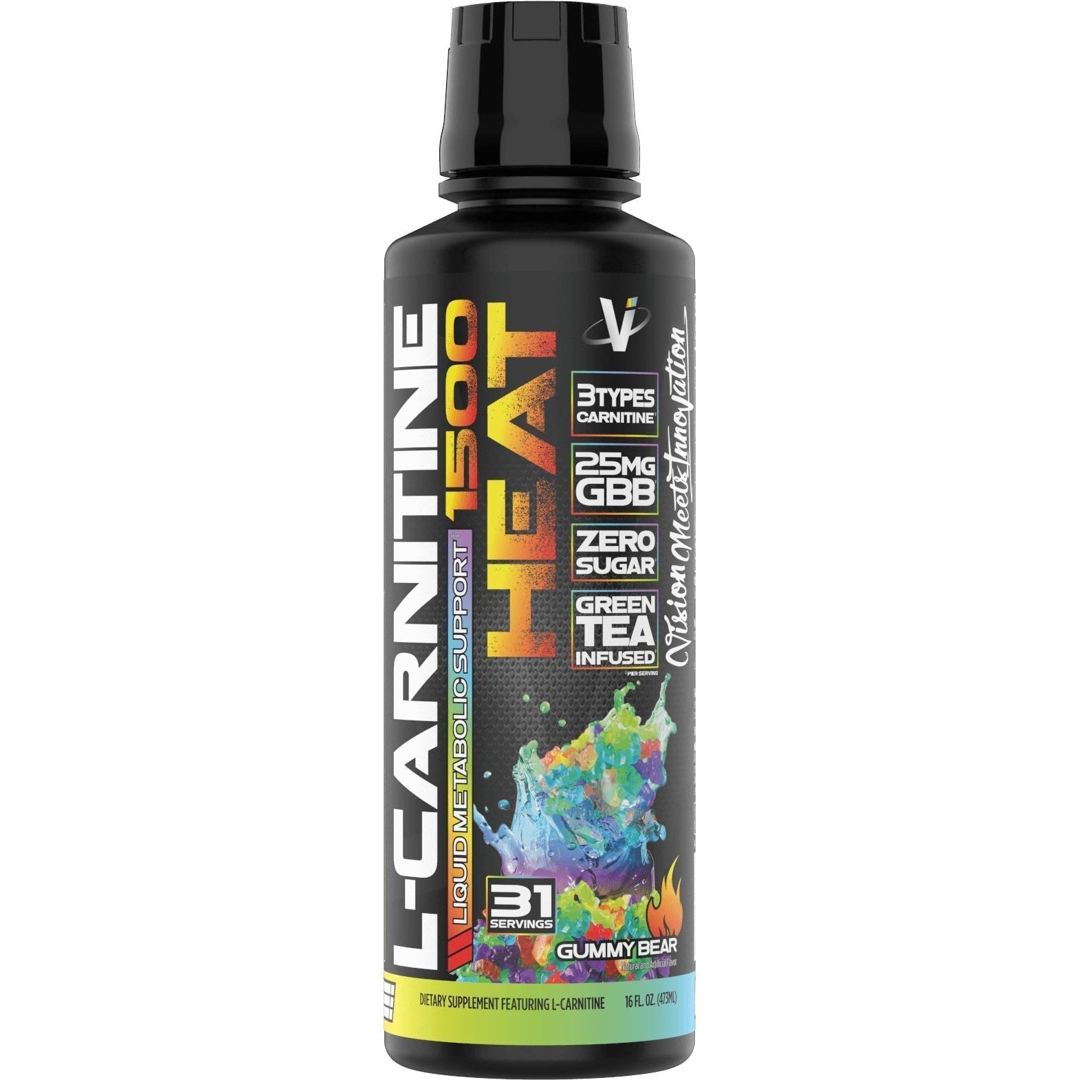 VMI Sports L-Carnitine 1500 HEAT-16 fl oz (473 mL)-Gummy Bear-N101 Nutrition