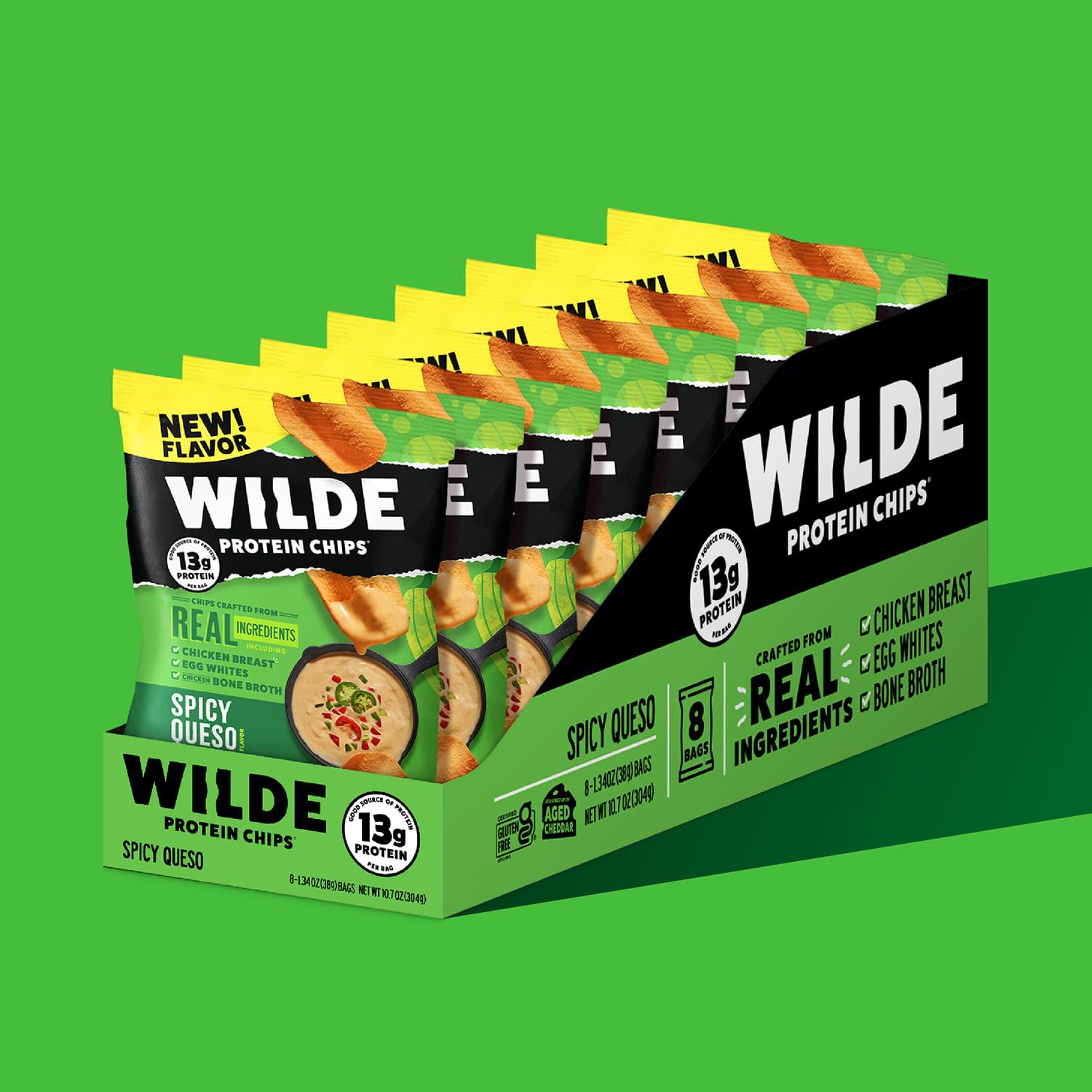 Wilde Protein Chips-Box (8 bags)-Spicy Queso-N101 Nutrition