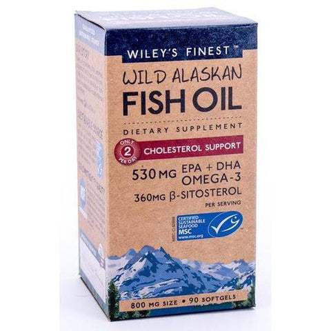 Wiley's Finest Wild Alaskan Fish Oil Cholesterol Support-90 softgels-N101 Nutrition