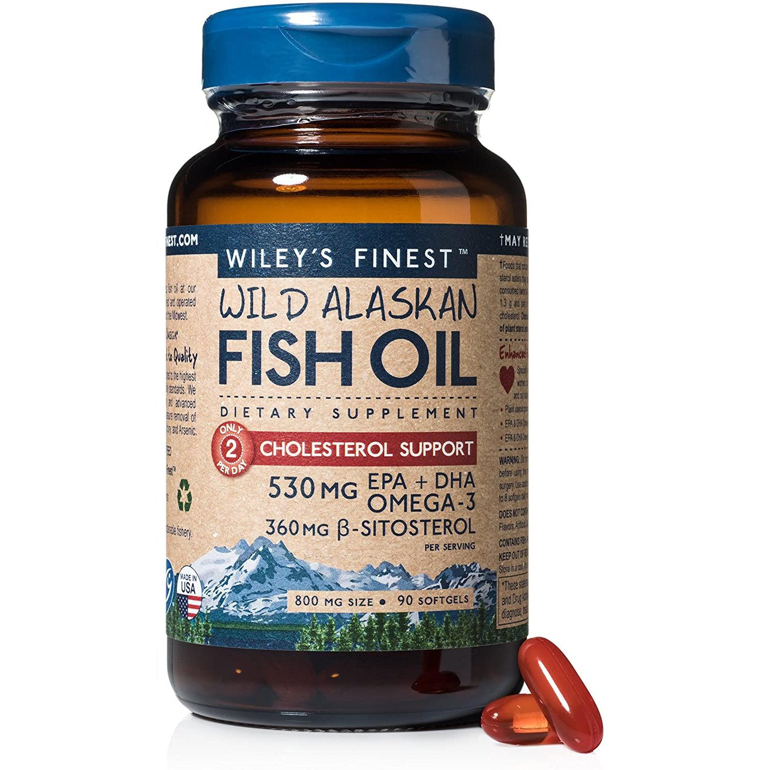 Wiley's Finest Wild Alaskan Fish Oil Cholesterol Support-90 softgels-N101 Nutrition