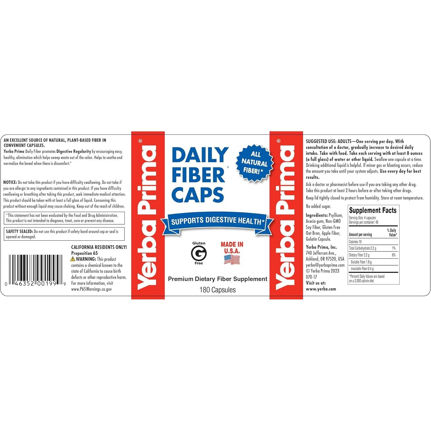 Yerba Prima Daily Fiber Caps-N101 Nutrition