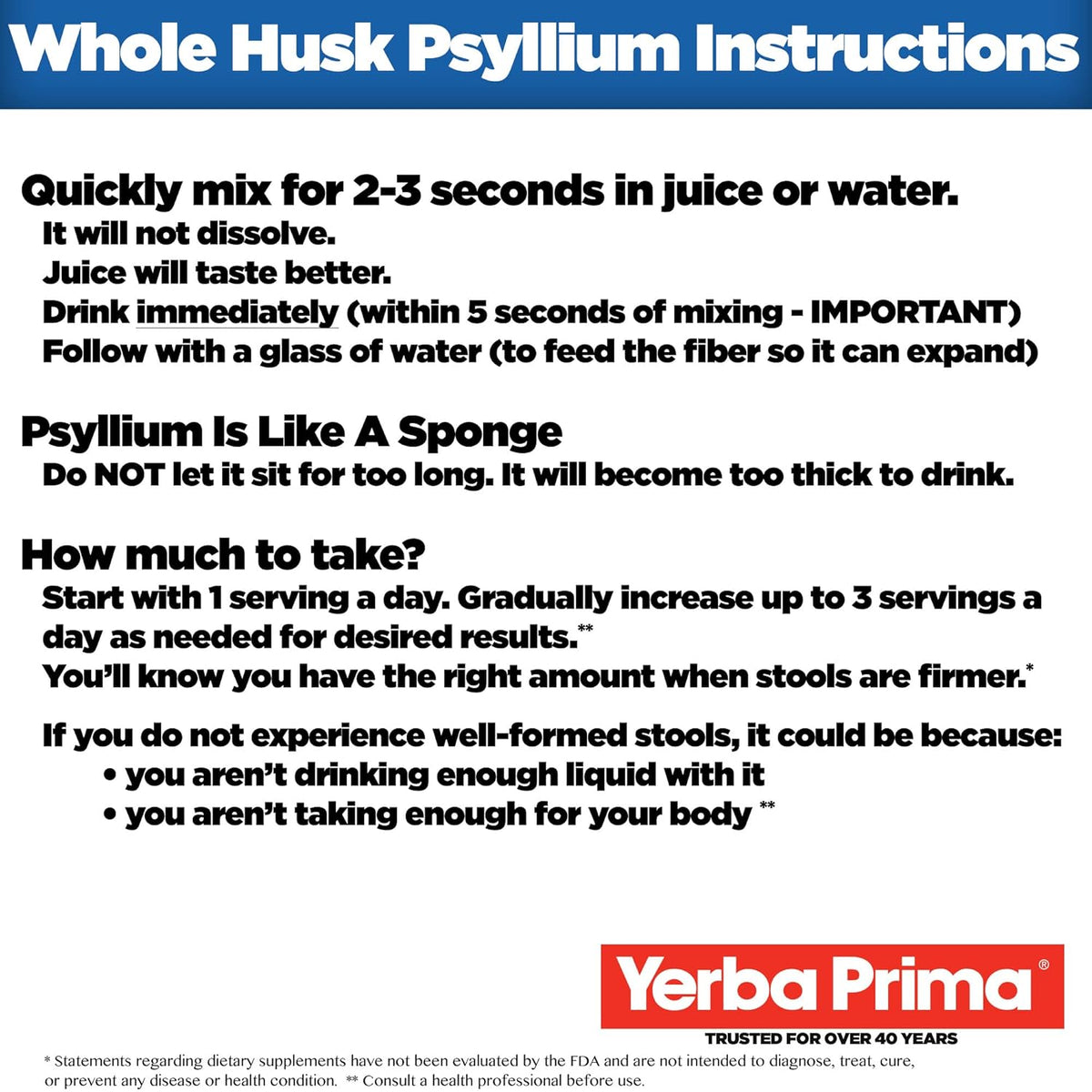 Yerba Prima Psyllium Whole Husks-N101 Nutrition