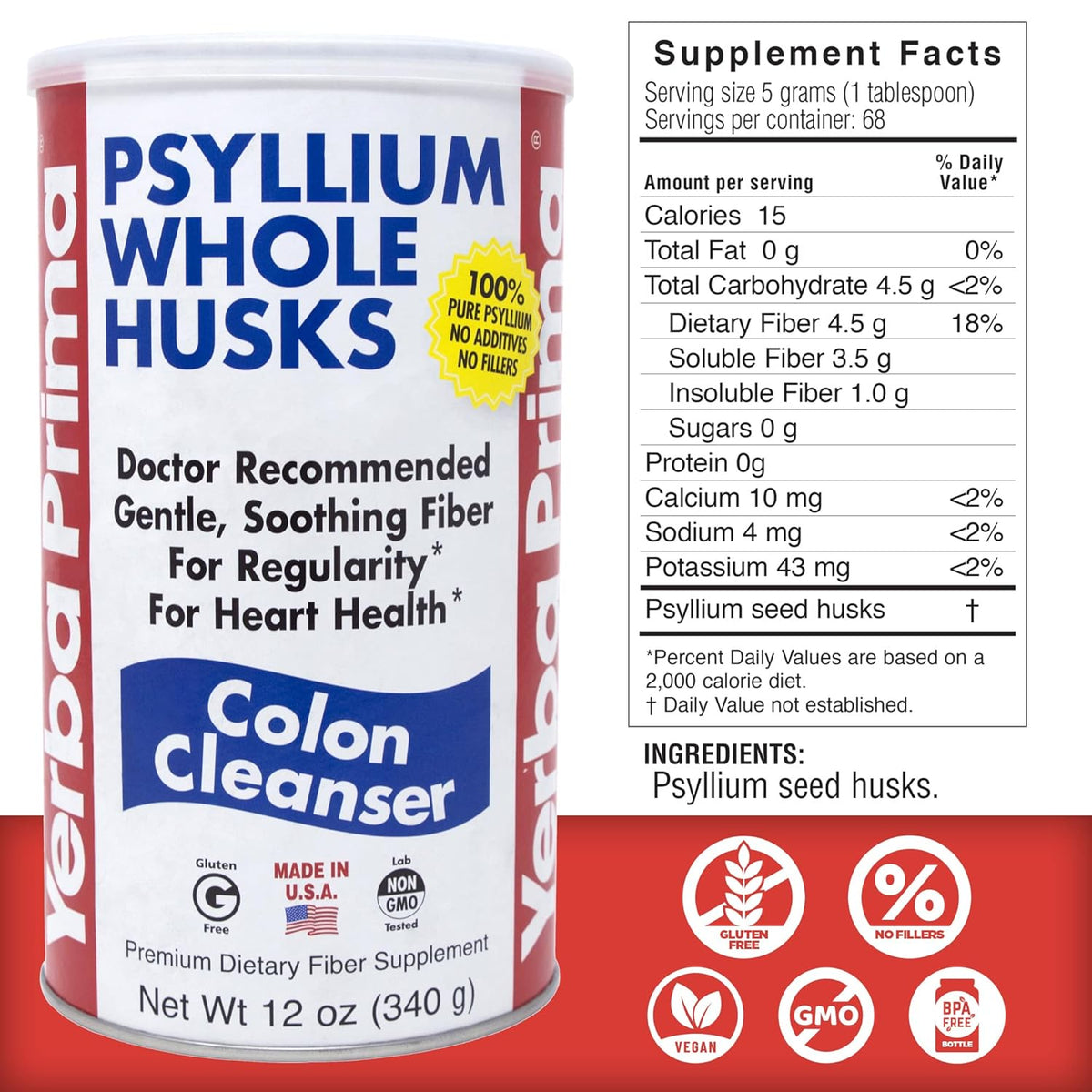Yerba Prima Psyllium Whole Husks-N101 Nutrition