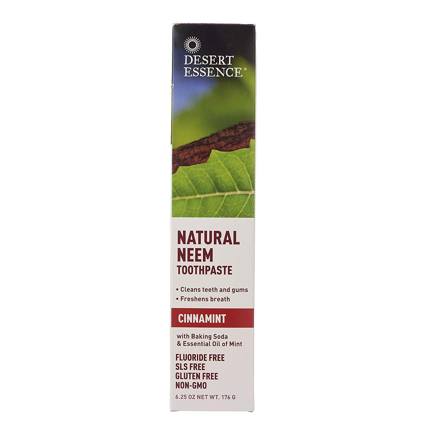 Desert Essence Natural Neem Toothpaste Cinnamint-6.25 oz (176 g)-N101 Nutrition