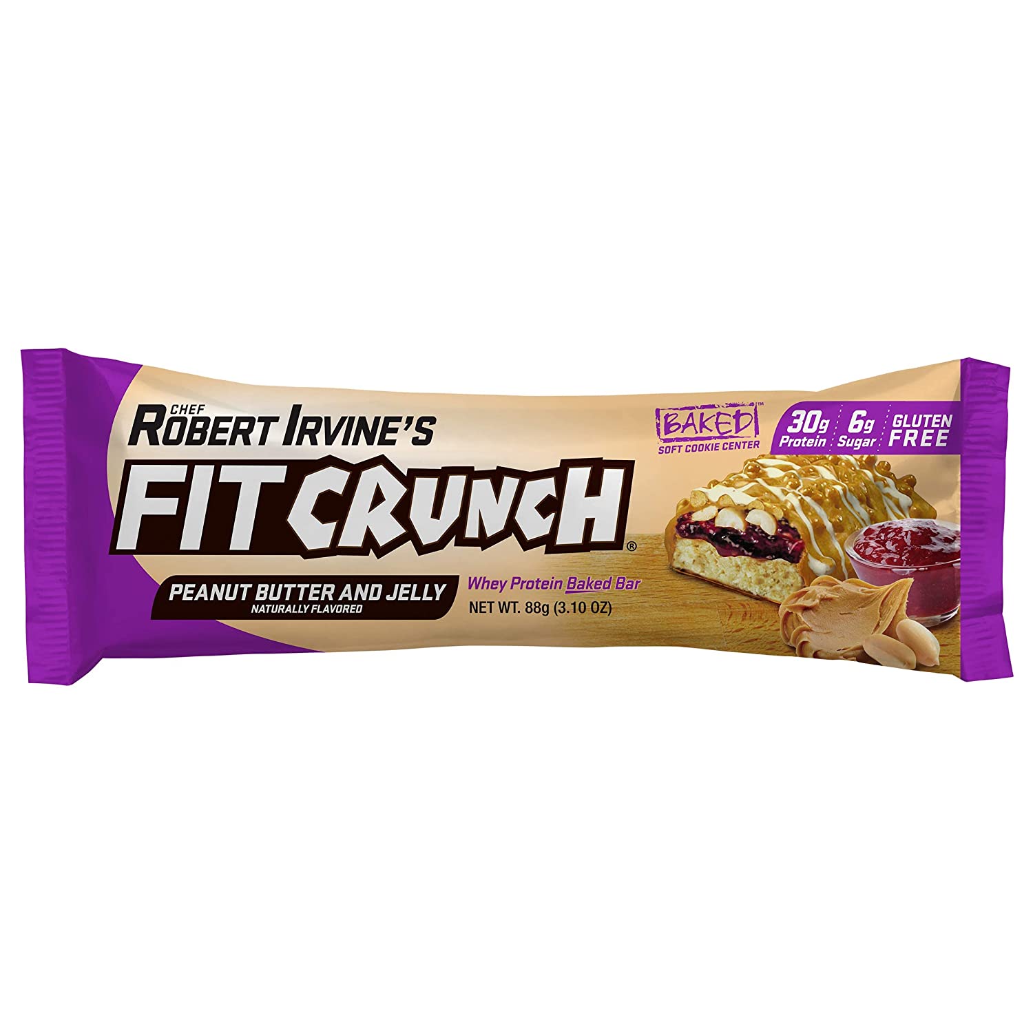 FITCRUNCH Protein Bars-Single Bar (88 g)-Peanut Butter and Jelly-N101 Nutrition