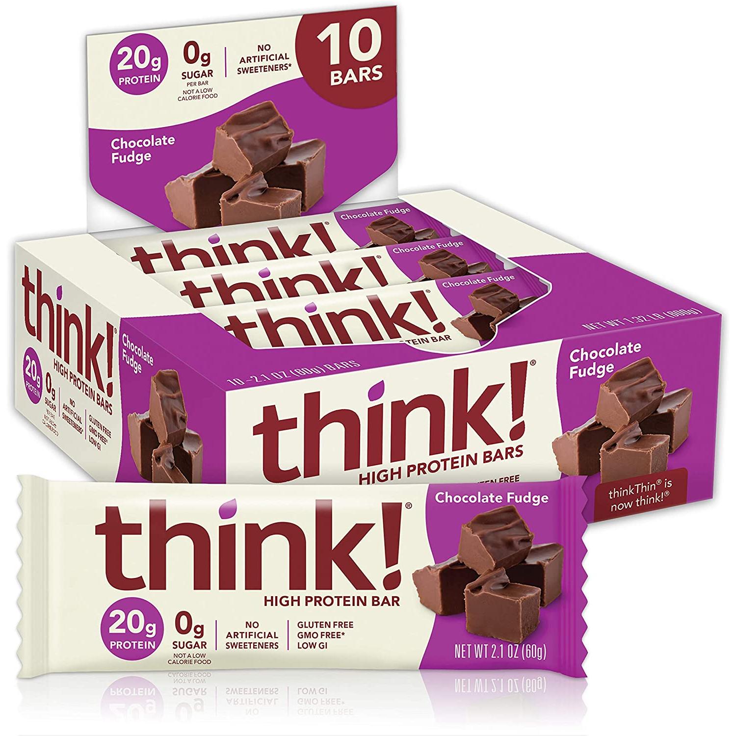 think! High Protein Bars-Box (10 bars)-Chocolate Fudge-N101 Nutrition